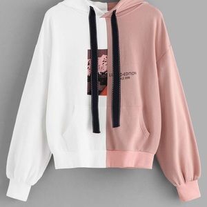 Cut and Sew Panel Drawstring Detail Hoodie